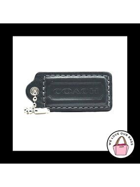 2.25" Medium COACH Gray Leather Nickel Key Fob Bag Charm Keychain Hang Tag